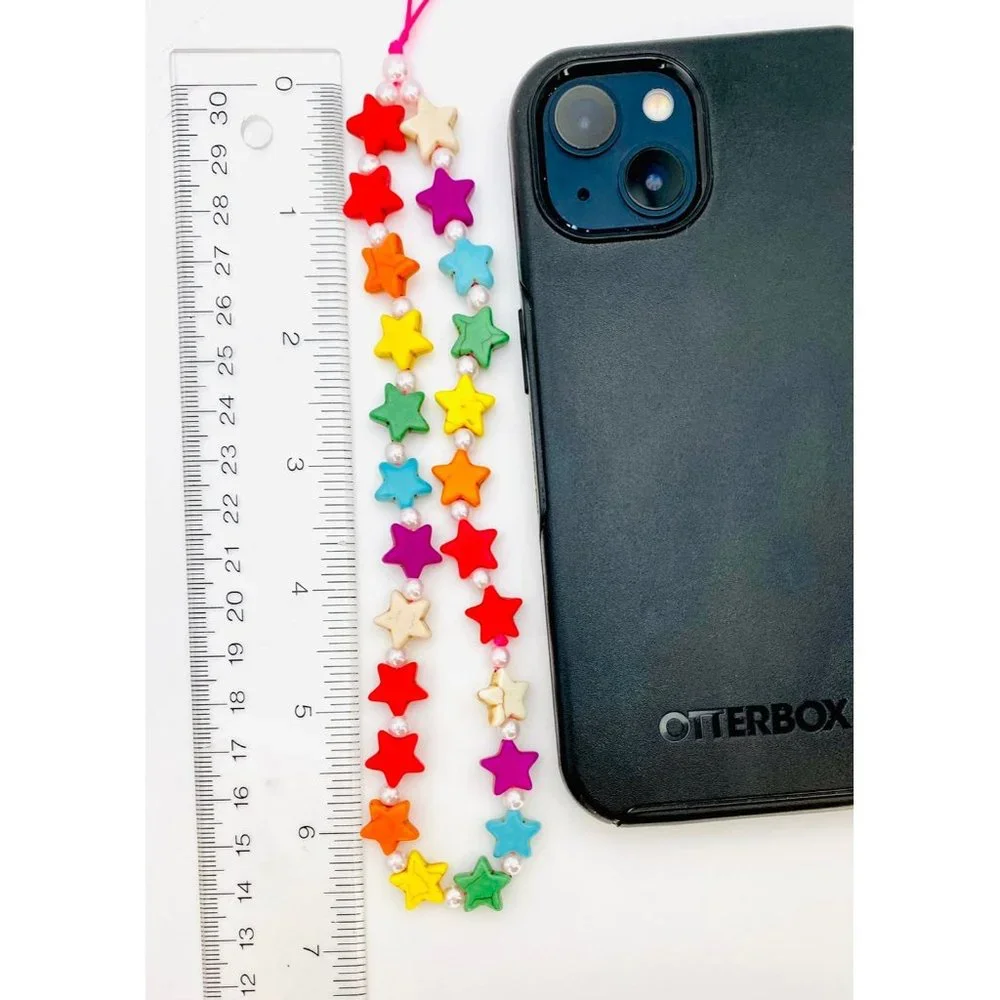 Agate stone star phone charm/band